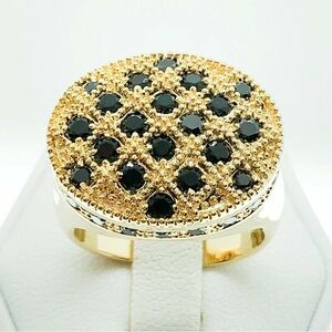 18K Gold Filled and Black Crystal Women's Ring Size 8